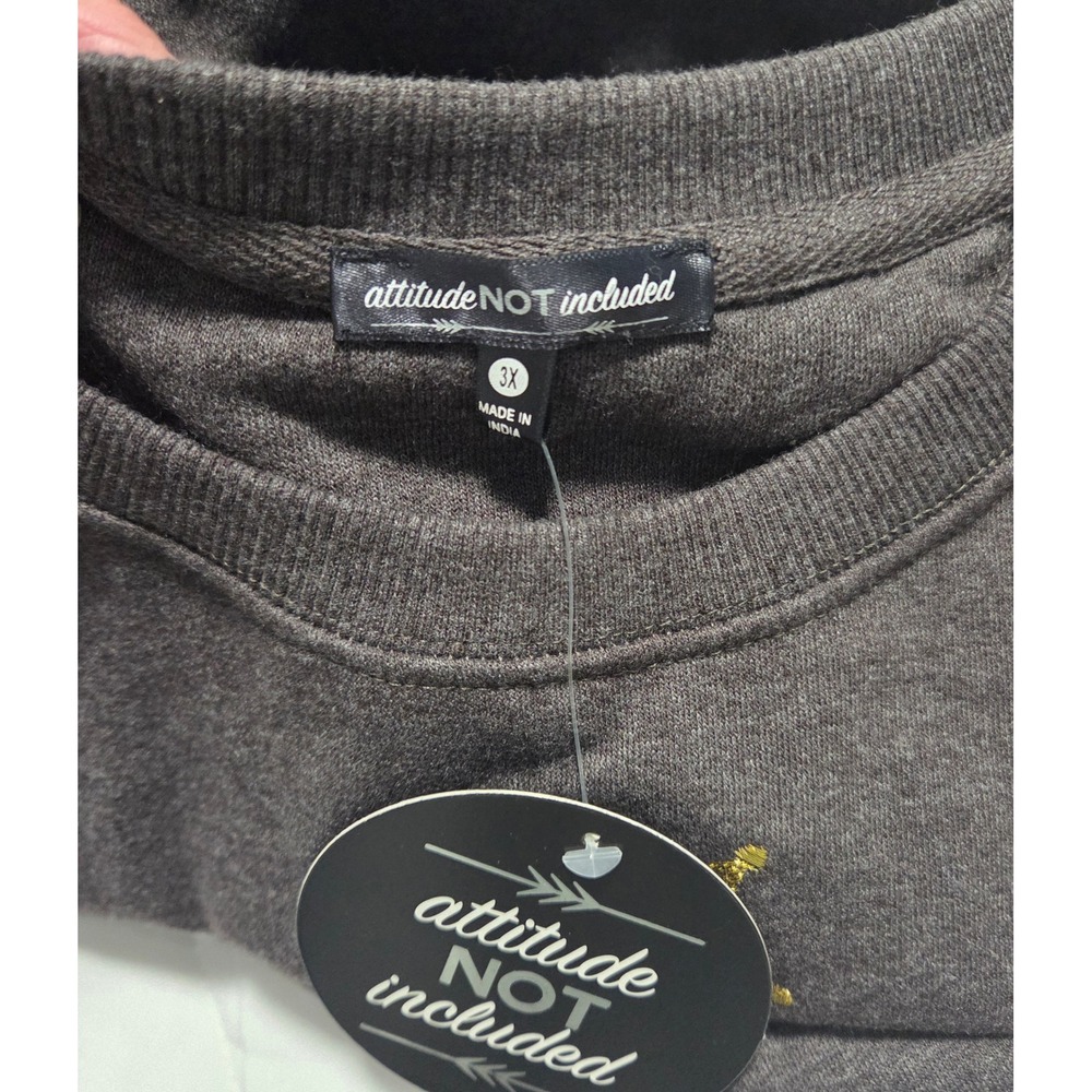 Attitude Not Included Women 3X Charcoal Grey Western Graphic Sweatshirt Pink New - Picture 2 of 4